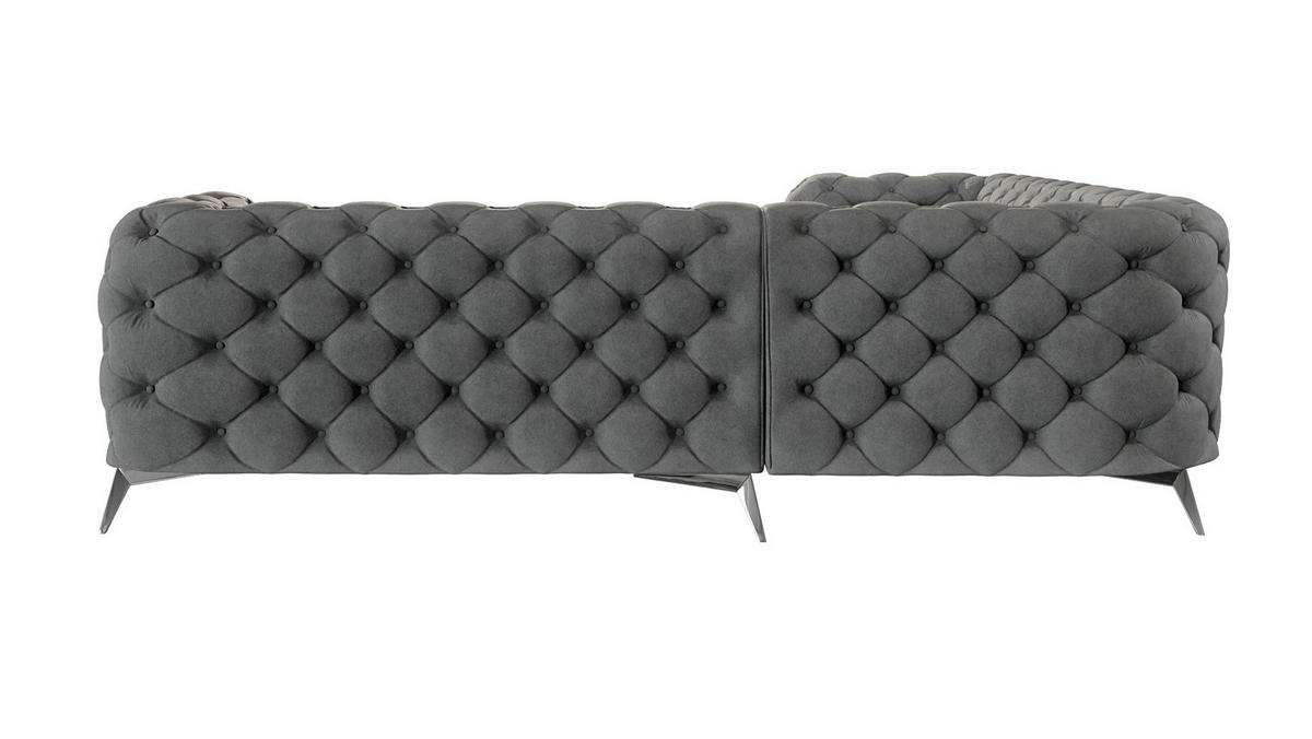 ECKSOFA Chesterfield Laura Grau Samt - Silberfarben/Grau, Holz/Textil (264/264cm) - S-Style Möbel