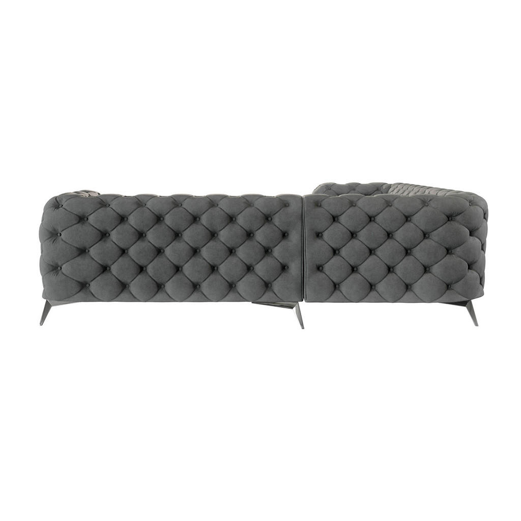 Thumbnail - S-Style Möbel Ecksofa, Grau, Textil, Echtholz,Buche, Birke, Füllung: Polyetherschaumkern, Eckteil,L-Form, 264x264 cm, Bl...
