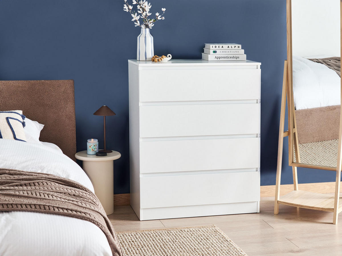 KOMMODE mit 4 Schubladen Weiß Winnipeg - Weiß, Holzwerkstoff (80/100/40cm) - Beliani