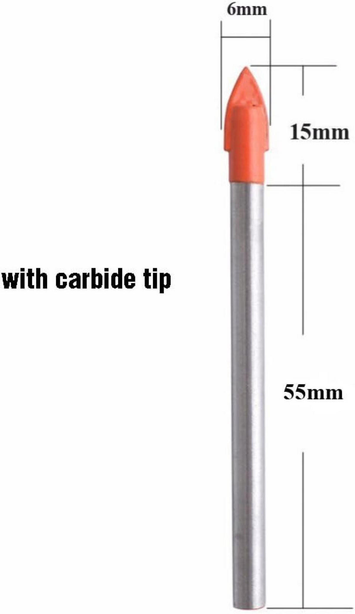 BOHRER – 10 Stück, geeignet für Fliesen, Glas, Keramik und Marmor, 6 mm - Orange, Metall (12/1.2/1cm) - DCA