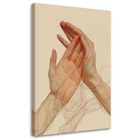 LEINWANDBILD Minimalistische Abstraktion Hände 60x90cm - Beige, Textil (60/90cm) - Feeby