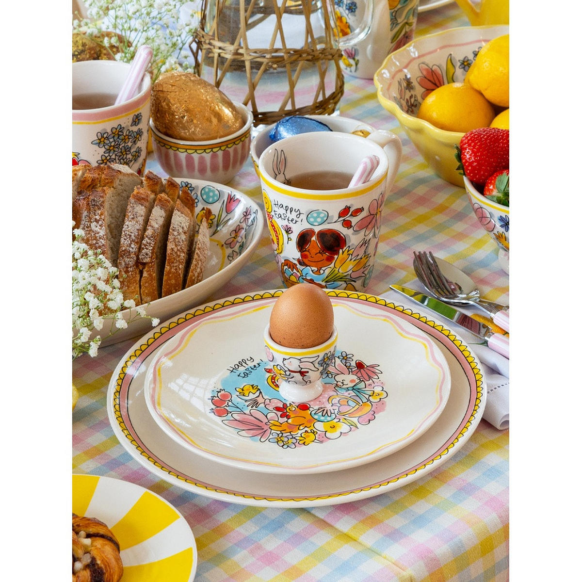 TELLER Frohe Ostern in Bunt - 22cm - Multicolor, Keramik (21.8/21.8/2.5cm) - Blond Amsterdam