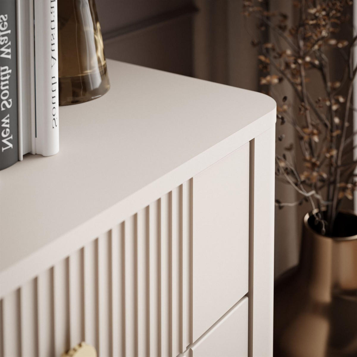 KOMMODE ELYSIA KASCHMIR 2D2S mit Schubladen und Goldenbeine - Kaschmir, Holzwerkstoff (115/89/39cm) - Lookway