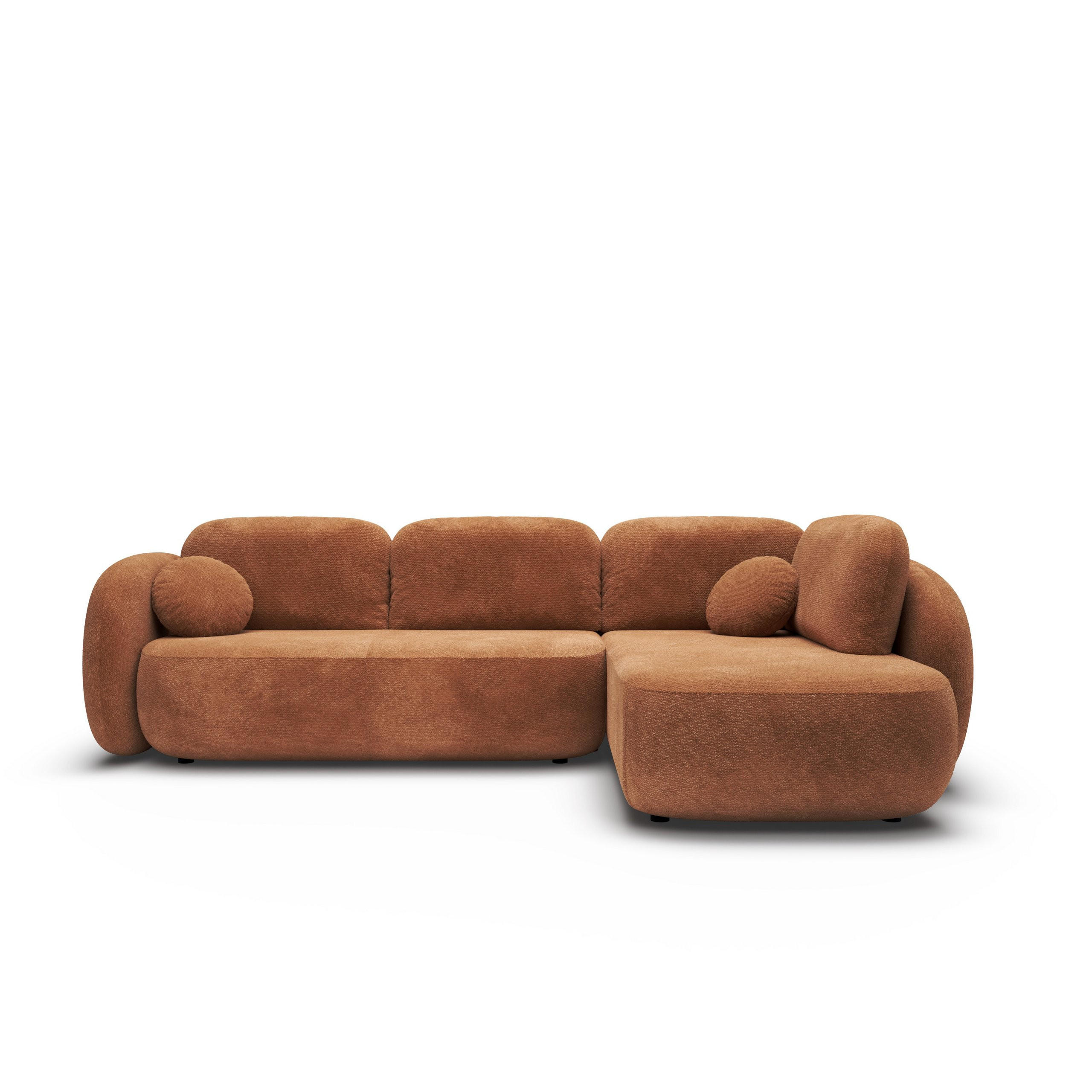 ECKSOFA AMICO II R-S Orange Geflochtener Stoff mit Schlaffunktion - Orange, Holz (289/190cm) - MASSENO