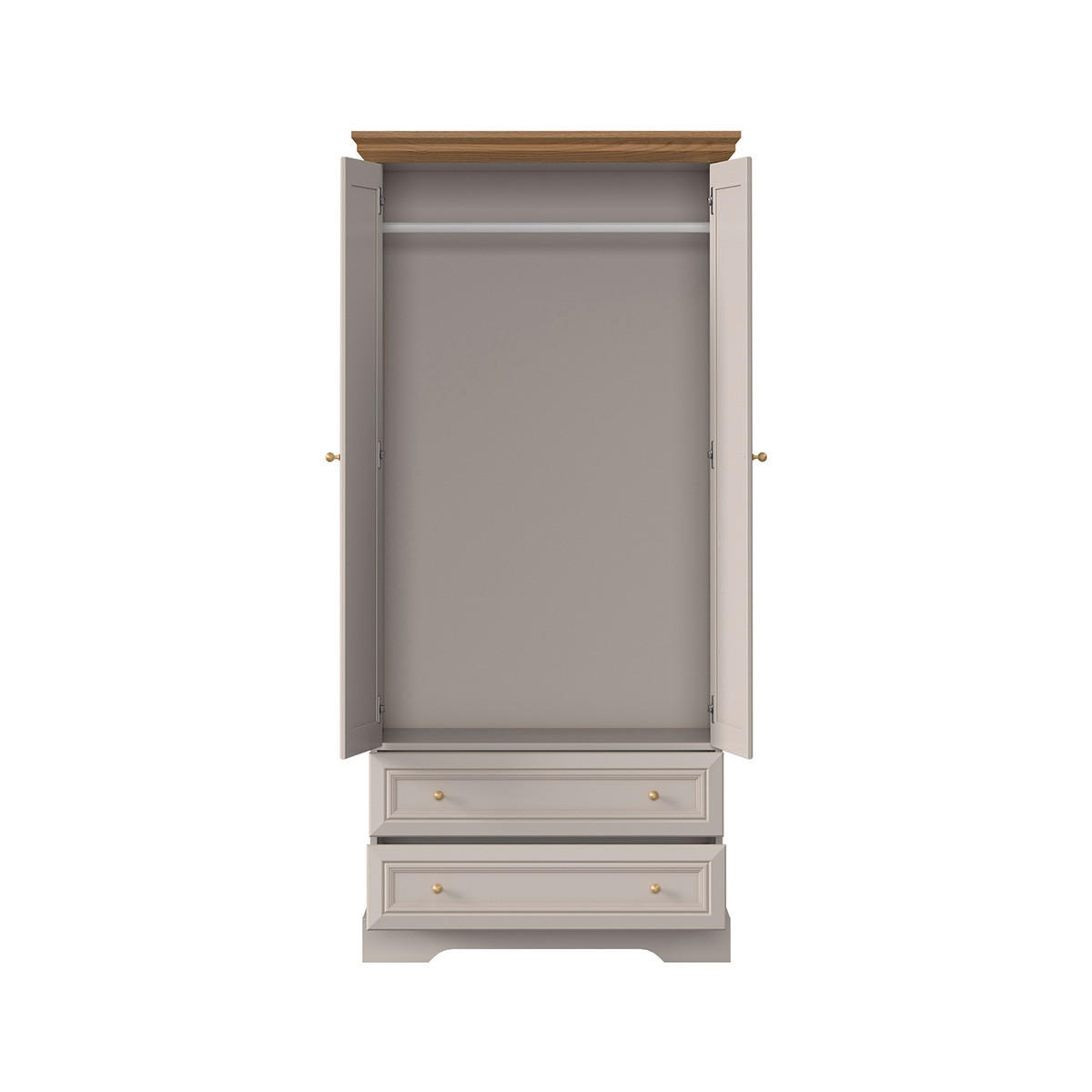 SCHRANK 2 Türen Dulci Kaschmir und Holz - Beige, Holzwerkstoff (88.4/188.8/55.2cm) - Petits-meubles