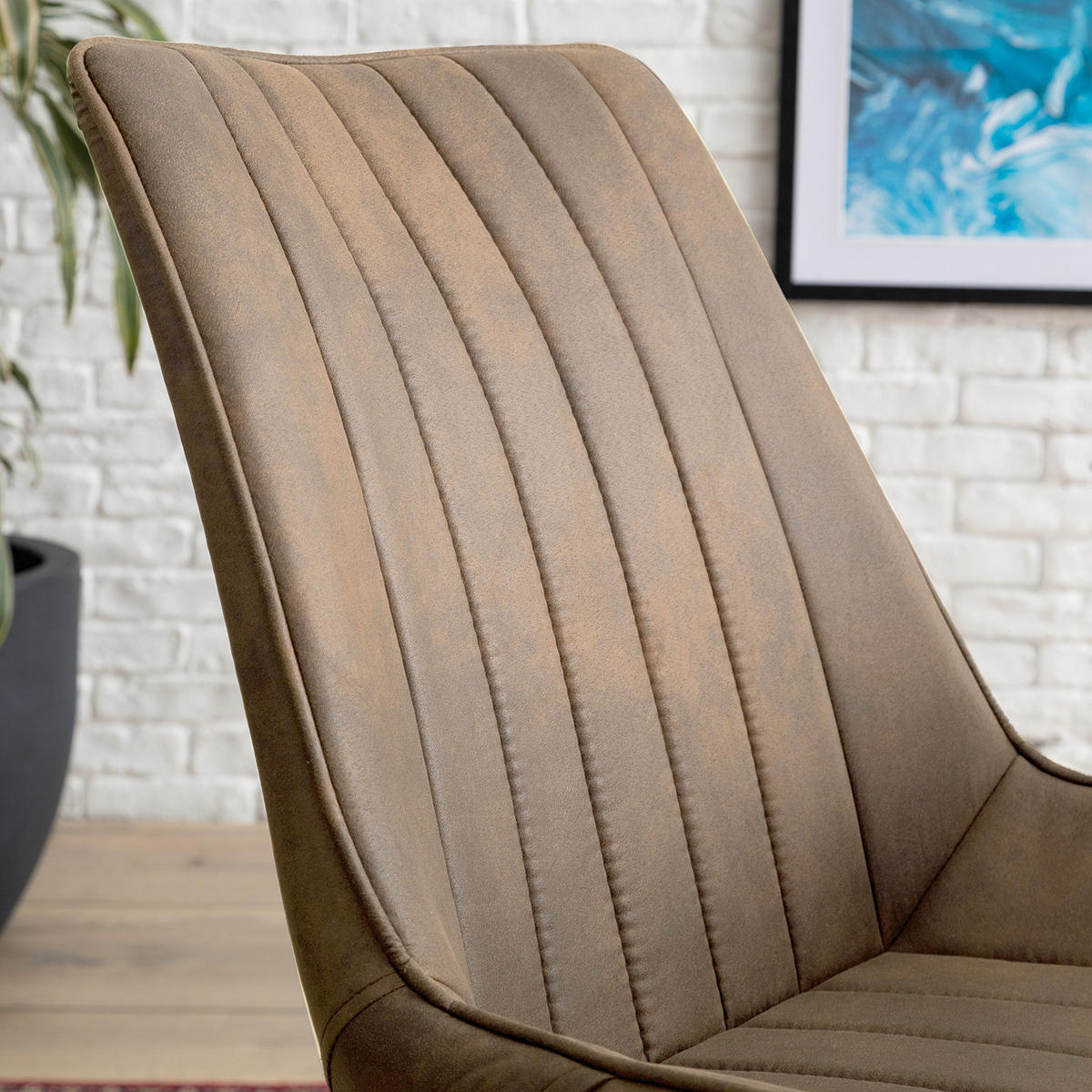 POLSTERSTUHL - Hellbraun, Textil/Metall (54/86/62cm) - home24