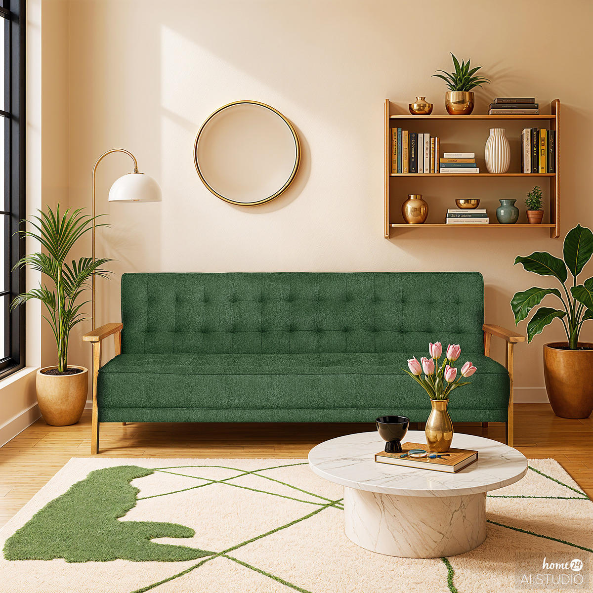 SCHLAFSOFA - Grün, Textil (204/85/86cm) - home24