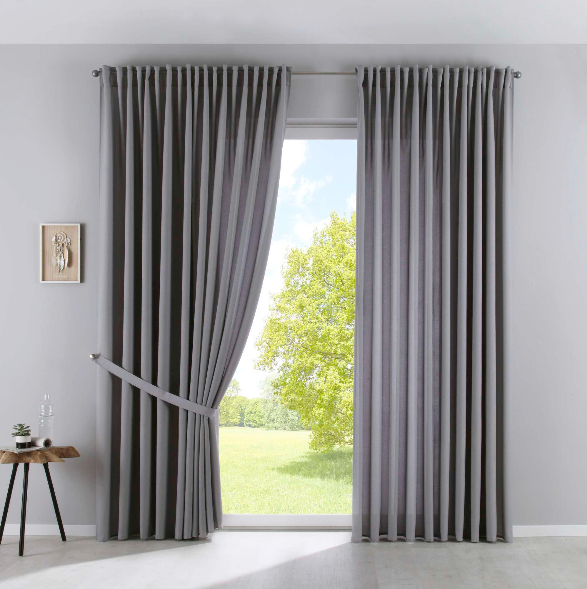 SCHLAUFENGARDINE 2ER SET »Palermo« HxB 250x300 cm Grau - Grau, Textil (300/250cm) - Gardinenbox
