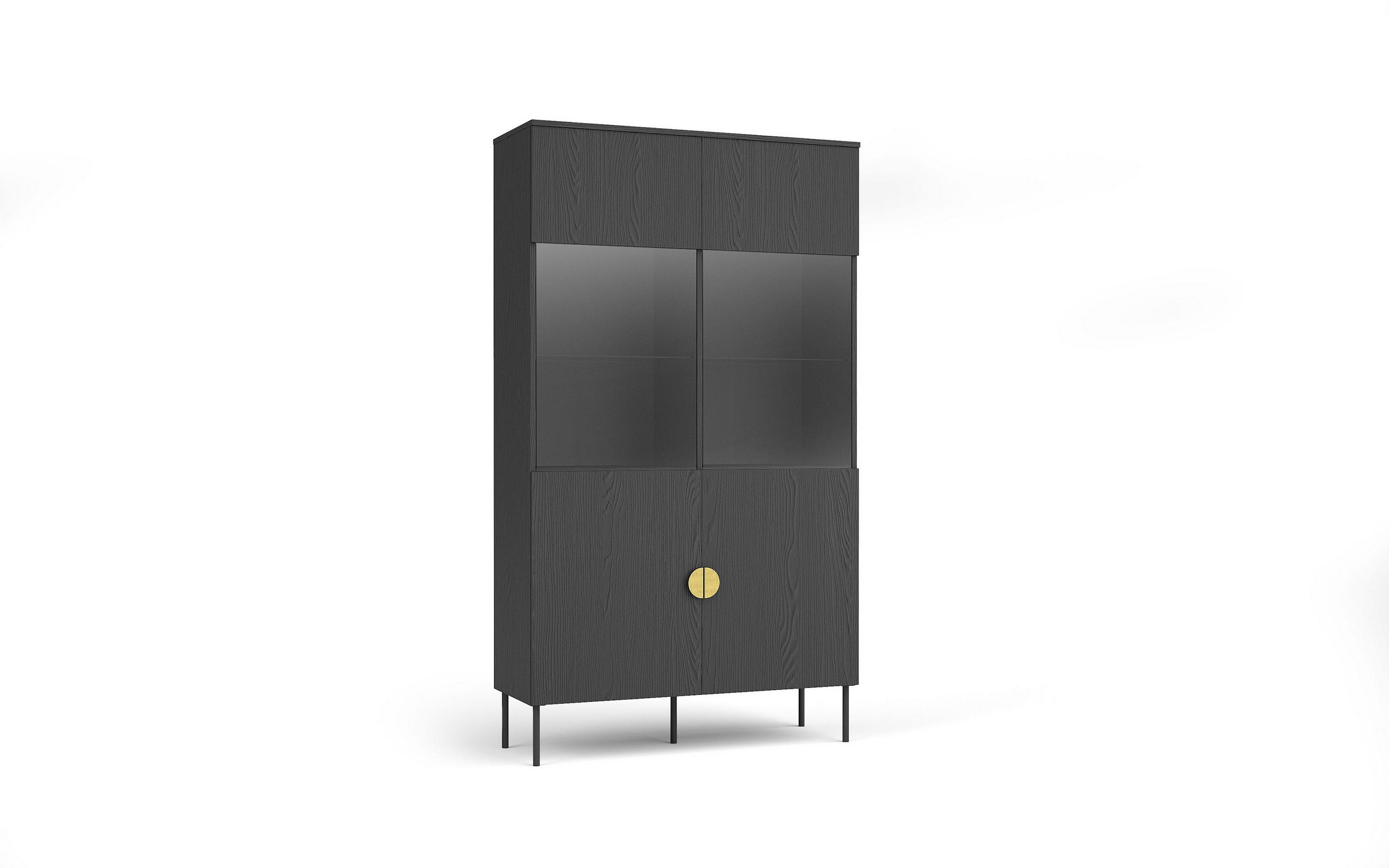 VITRINE AXIS 187,6/106,6 cm in Schwarz - Schwarz, Holzwerkstoff (106.6/187.6/40cm) - MASSENO
