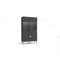 VITRINE AXIS 187,6/106,6 cm in Schwarz - Schwarz, Holzwerkstoff (106.6/187.6/40cm) - MASSENO