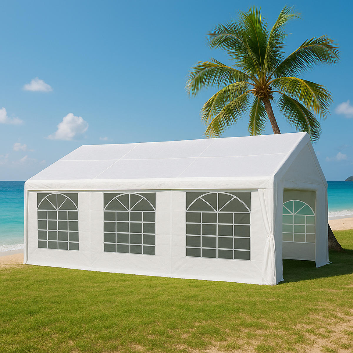 DACHPLANE Livingston - Zeltabdeckung für 4x6 Meter, PE weiss 180g/m². BxTxH: 400x600x310 cm - Weiß, Kunststoff (400/0.3/600cm) - TPFGarden