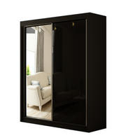 SCHWEBETÜRENSCHRANK Venus 120 cm mit Spiegel 2-türig, schwarz, lacobel schwarz - Schwarz, Kunststoff (120/215/61cm) - Margaret Hadas24