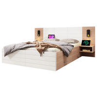 POLSTERBETT aus Massivholz und MDF 140x200 cm in Weiß mit USB & Leselicht - Weiß, Holzwerkstoff (140/200cm) - Modfu