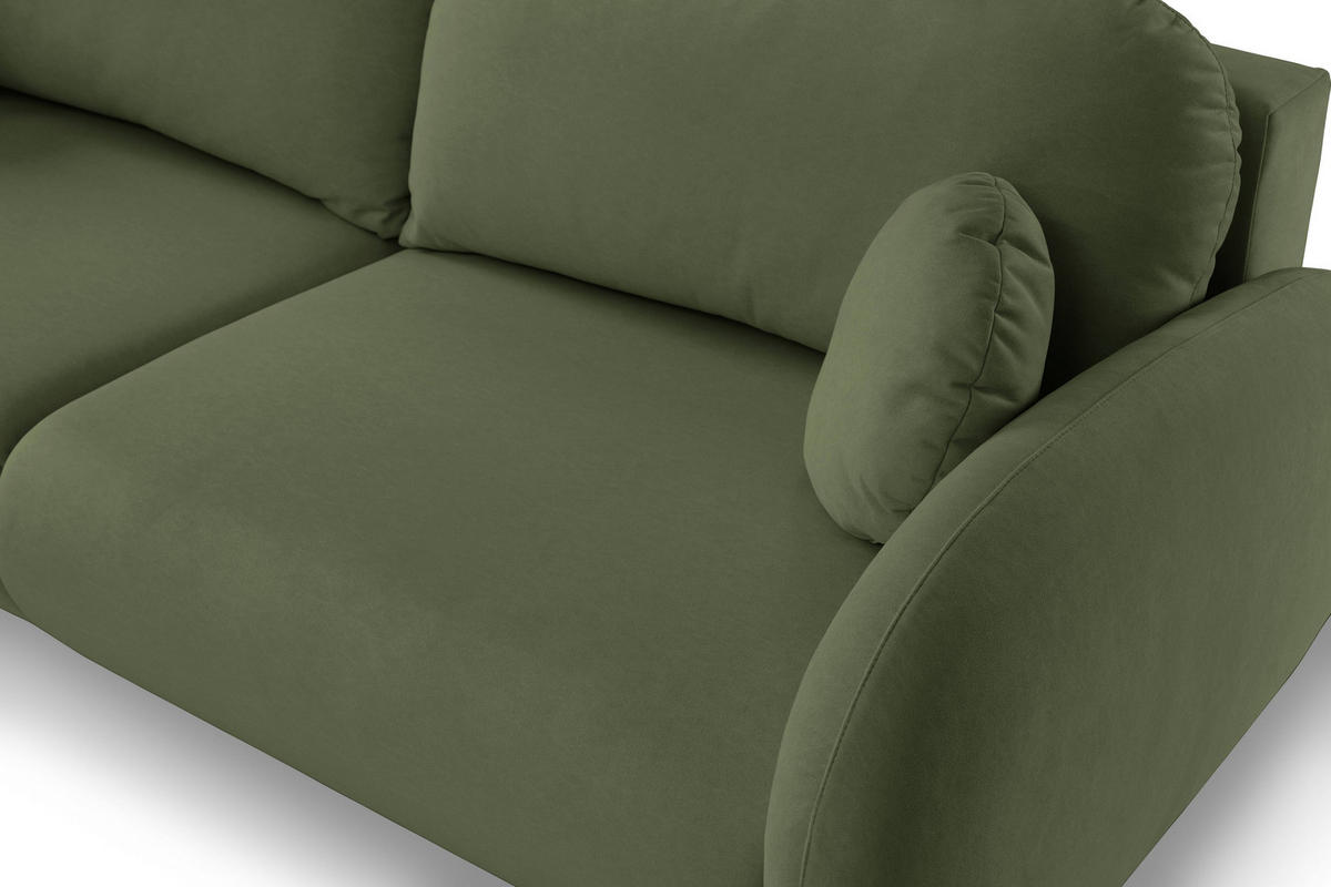 BETTSOFA AGIO Grün Plüsch-Stoff mit Schlaffunktion - Grün, Holz (232/95/109cm) - MASSENO