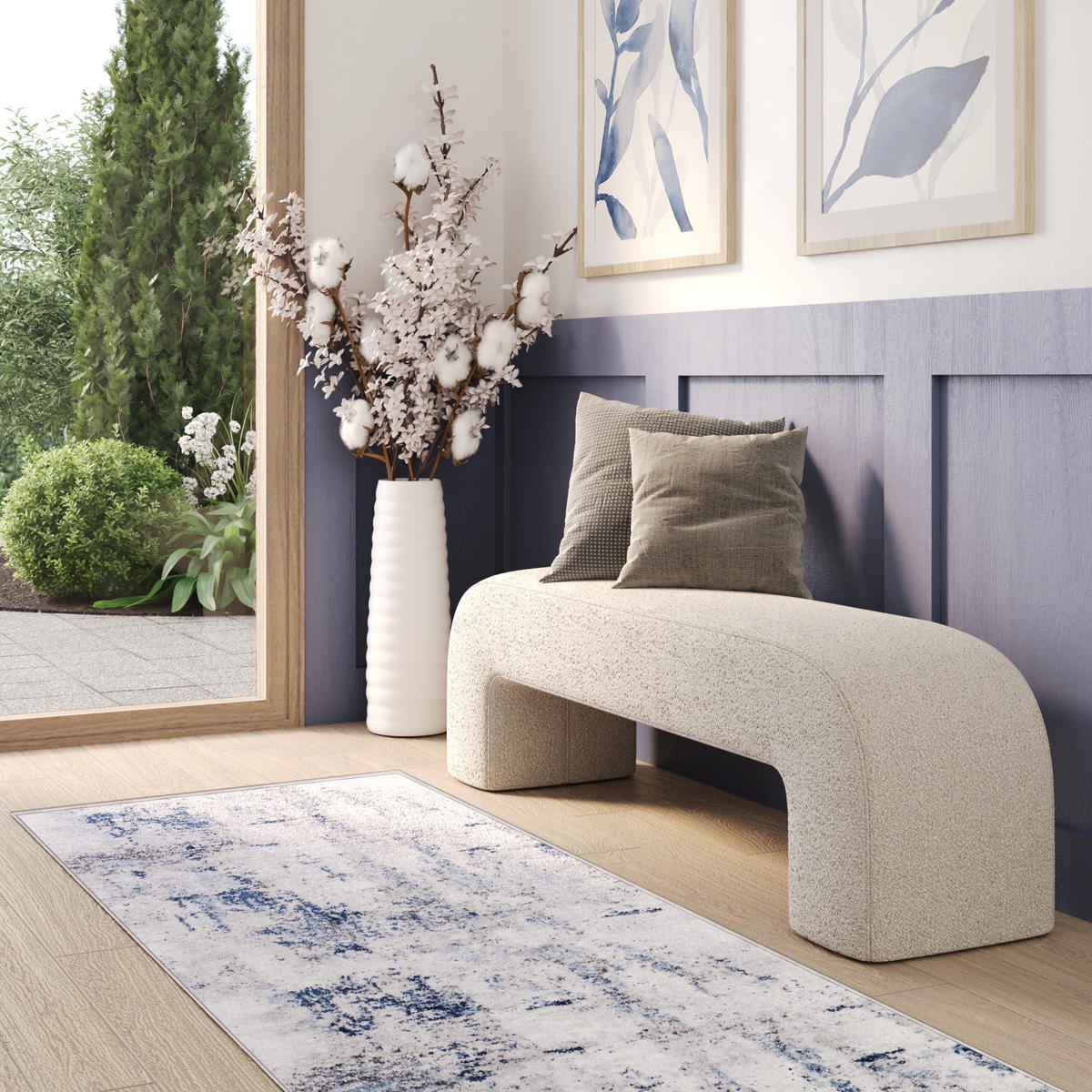TEPPICHLÄUFER SKY blaugrau vintage 80/300 cm - Blaugrau, Textil (80/300cm) - Tapiso
