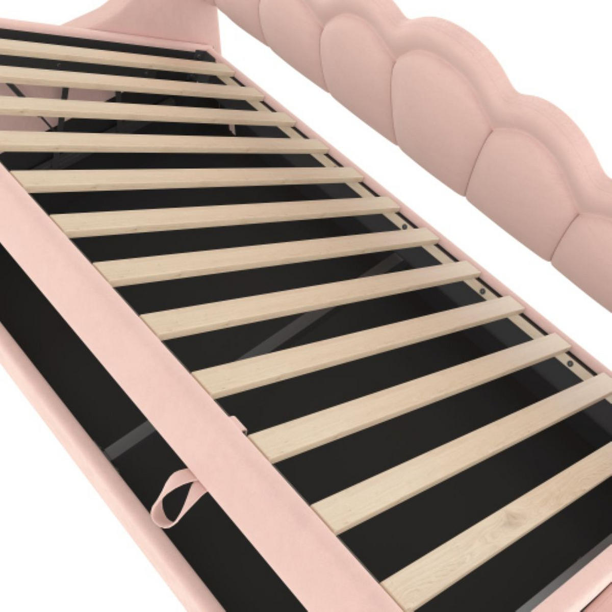 SCHLAFSOFA 90/200 cm in Rosa Samt mit Bettkasten und LED - Rosa, Holzwerkstoff/Textil (90/200cm) - CHICFURN