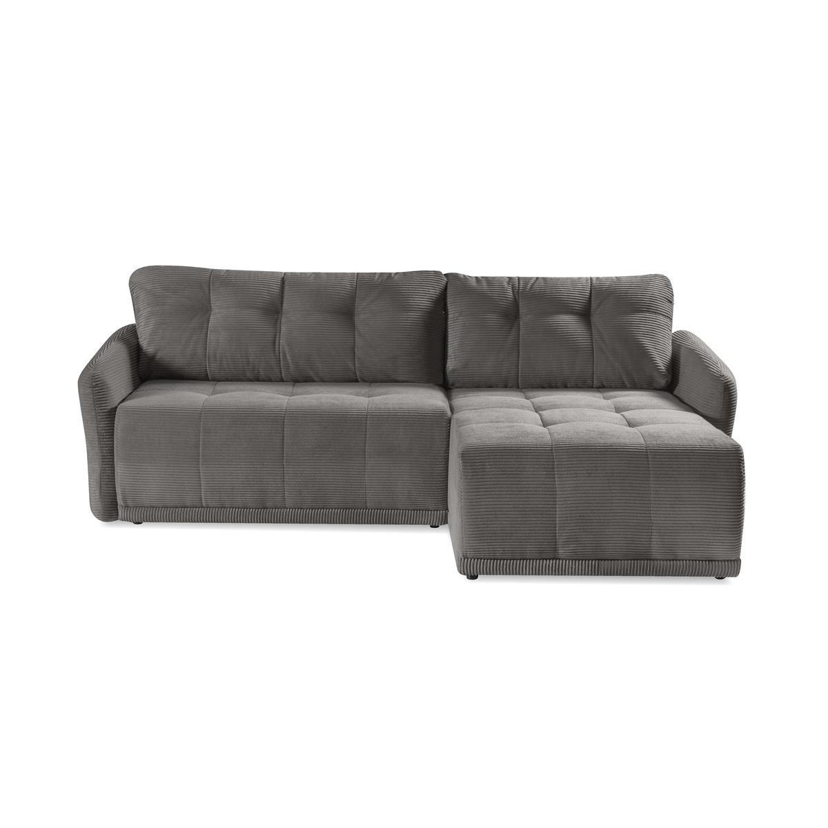 ECKSOFA Omron Dunkelgrau, universal Schlafsofa - Dunkelgrau, Holzwerkstoff/Textil (248/180cm) - Bettso
