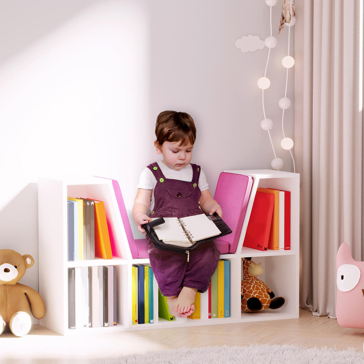 KINDERREGA DE-15470 102/30/61 cm, 6 Fächer Rosa - Pink, Holzwerkstoff (102/61/30cm) - ComfortXL