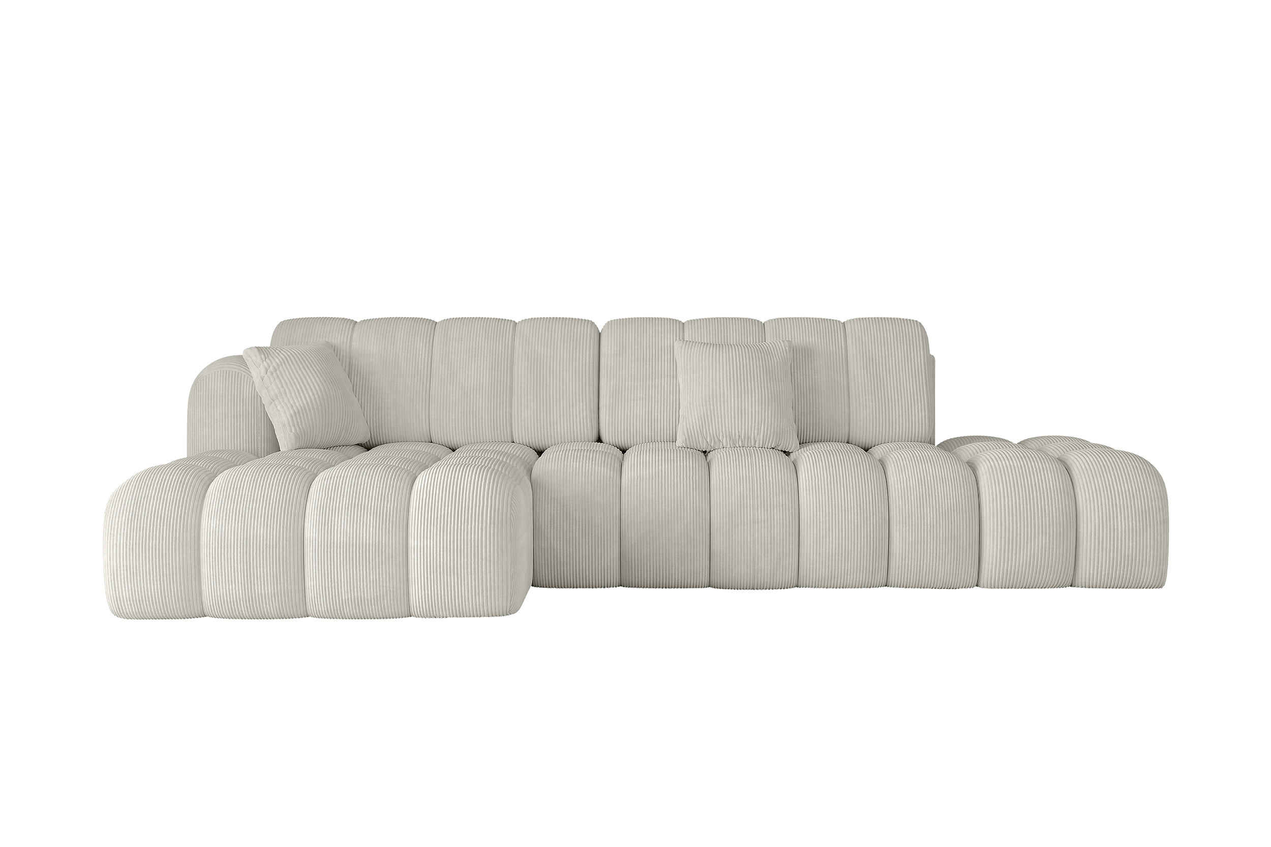 ECKSOFA mit Schlaffunktion Ottomane Links OLEA-L2 321x164x75 Creme Cord - Ecru/Schwarz, Holzwerkstoff/Kunststoff (321/164cm) - ALTDECOR