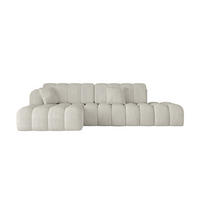ECKSOFA mit Schlaffunktion Ottomane Links OLEA-L2 321x164x75 Creme Cord - Ecru/Schwarz, Holzwerkstoff/Kunststoff (321/164cm) - ALTDECOR