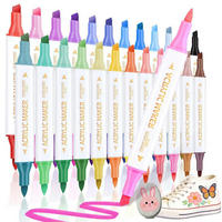 ACRYLSTIFTE 48 Farben 24 Stück Set Doppelspitzen für Stein, Holz, Glas - Multicolor, Kunststoff (1.5/1.5/15cm)