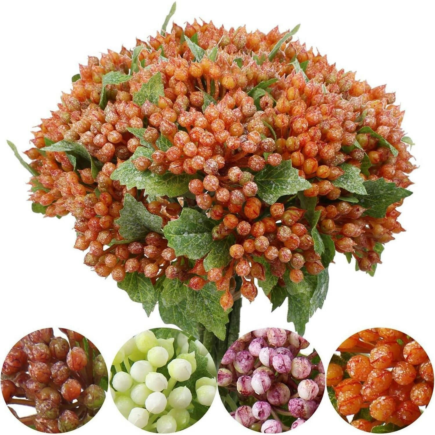KÜNSTLICHE Pflanze Beerenzweig 5er Set 30 cm - Orange, Kunststoff (30cm)
