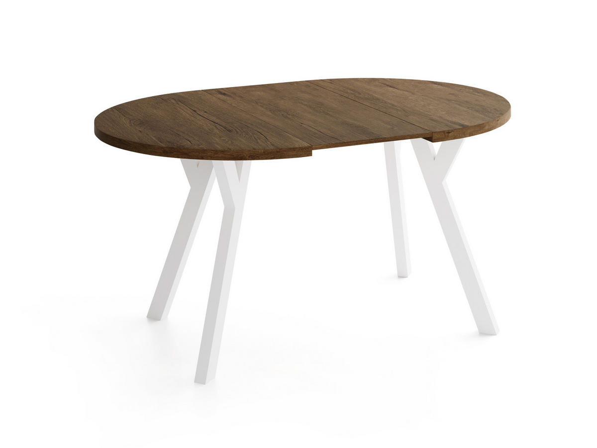 ESSTISCH Vero rund ausziehbar verlängerbar, Eiche Braun Rustikal 80-130/80/77 cm - Alteiche/Weiß, Holz/Holzwerkstoff (80/80/77cm) - WFL GROUP