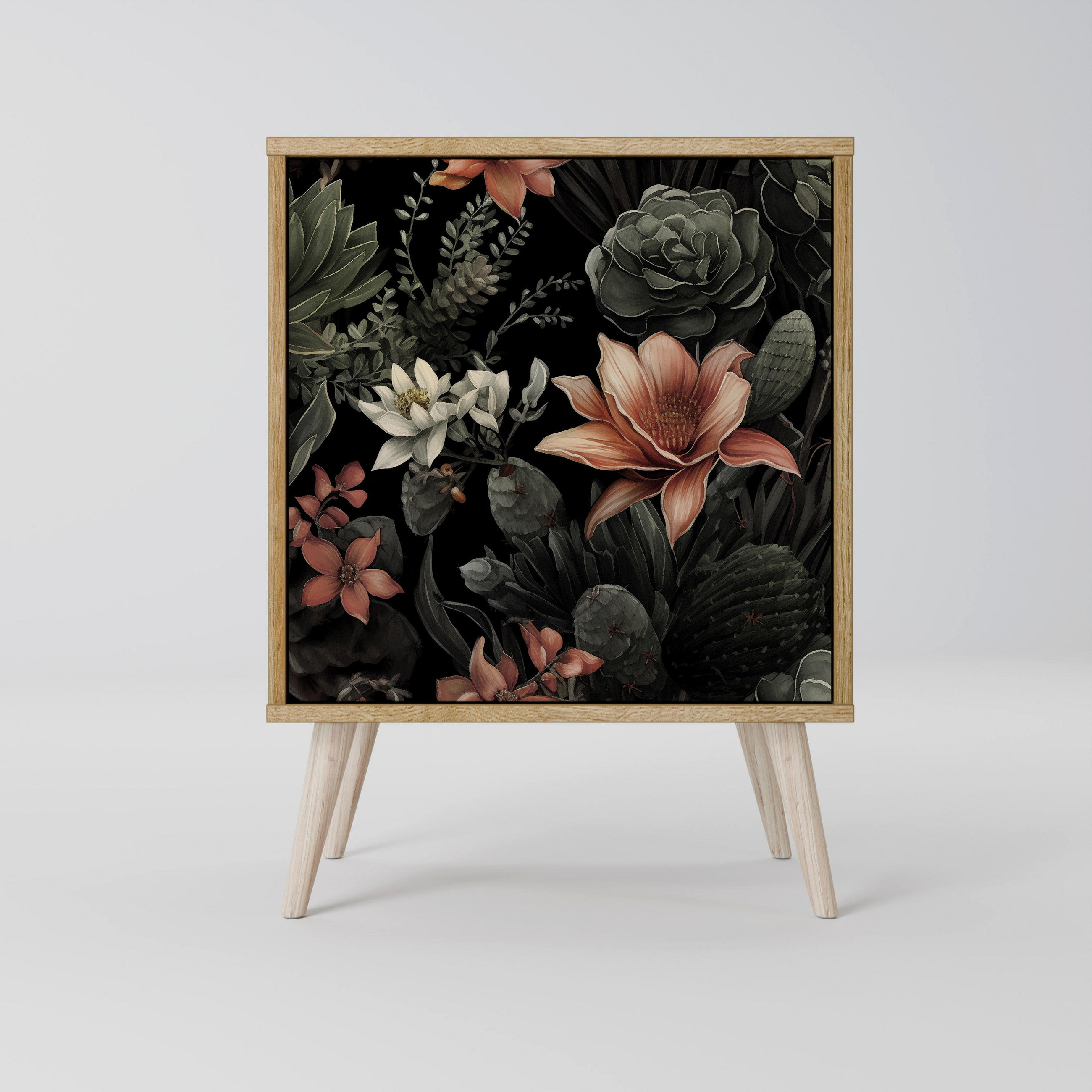 SIDEBOARD SECRET VERDURE, Eichefarben, 57,5x42x77,5 cm, Schräge Buchenholzfüße - Eichefarben/Buchefarben, Holzwerkstoff/Buchenholz (57.5/77.5/42cm) - SpaceRebels