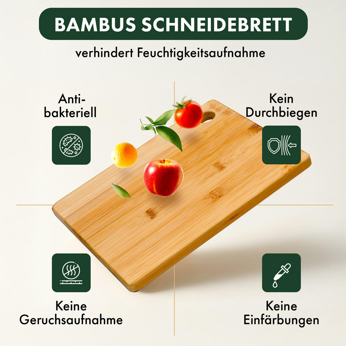 SCHNEIDEBRETT aus 100% Bambus 3er Set (XS, S, M) - Eichefarben, Holz (15/22cm) - Blumtal
