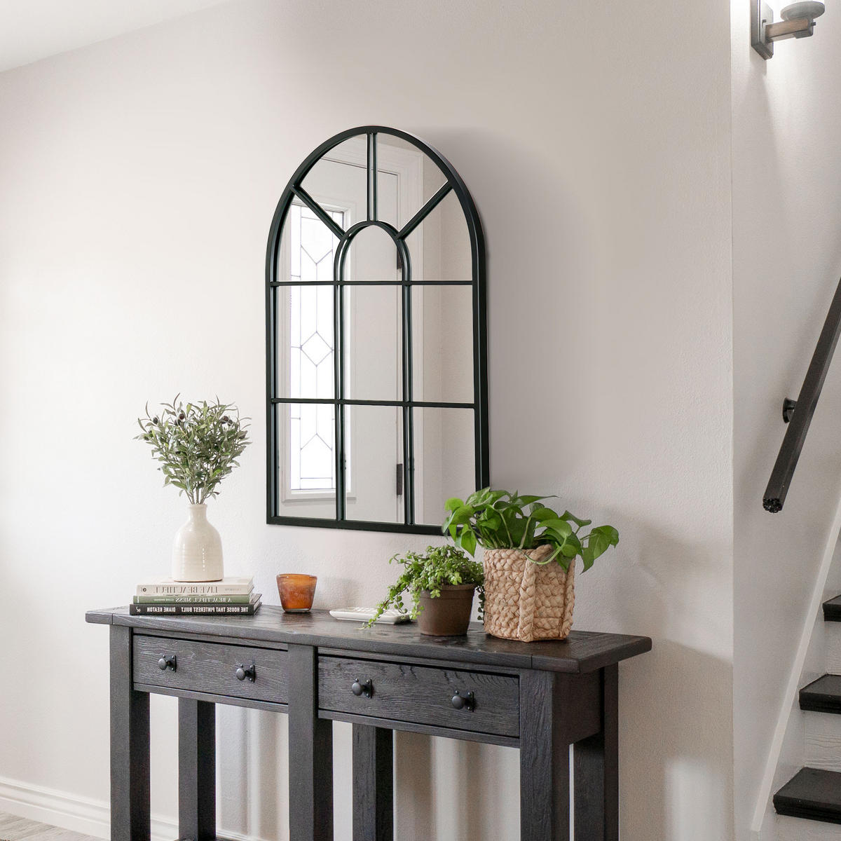 WANDSPIEGEL Fensterspiegel 70 x 50 cm Dekorativ Spiegel mit Metallrahmen Schwarz - Schwarz, Glas/Metall (2/50/70cm) - HOMCOM