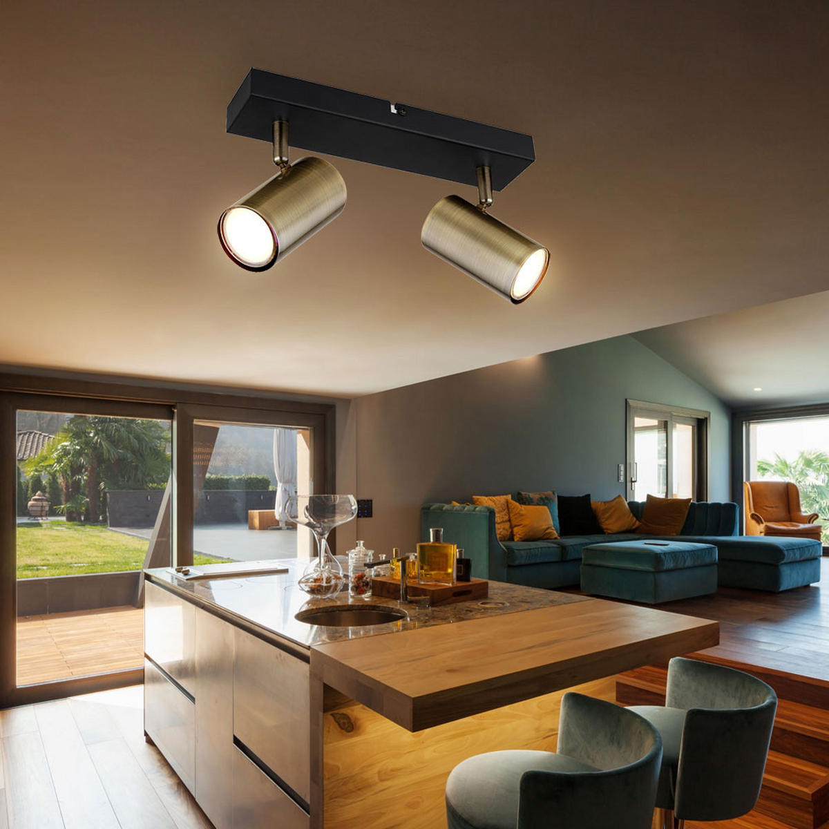 DECKENLEUCHTE Metall Messing gebürstet - Messingfarben, Metall (26/6/12cm) - Globo Lighting