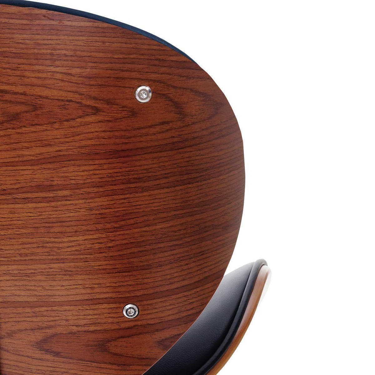 BARHOCKER höhenverstellbar mit Lehne Sitzhöhe 62-84cm Holz Bugholz Retro-Design Walnuss-Optik Kunstleder Schwarz - Schwarz, Kunststoff (49/116/47cm) - PROREGAL