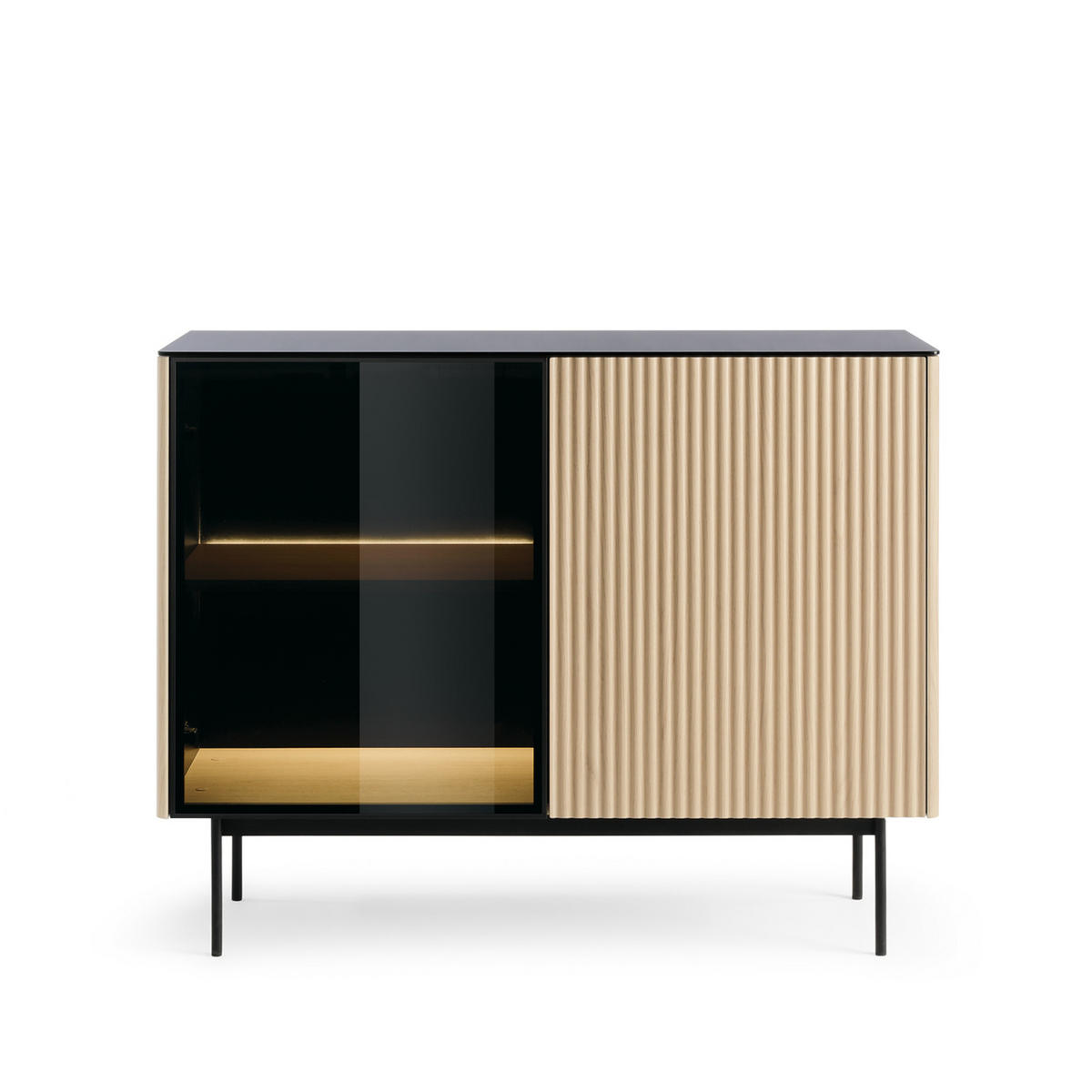 SIDEBOARD OLDEN KOM1 Glasplatte Eiche - Eichefarben, Glas/Holzwerkstoff (107/84/39cm) - Komodee