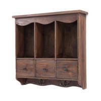 WANDREGAL Belle Mahagoni Holz, mit 3 Schubladen und Haken dunkelbraun - Naturfarben, Holz (62/58/15cm) - DESIGN DELIGHTS