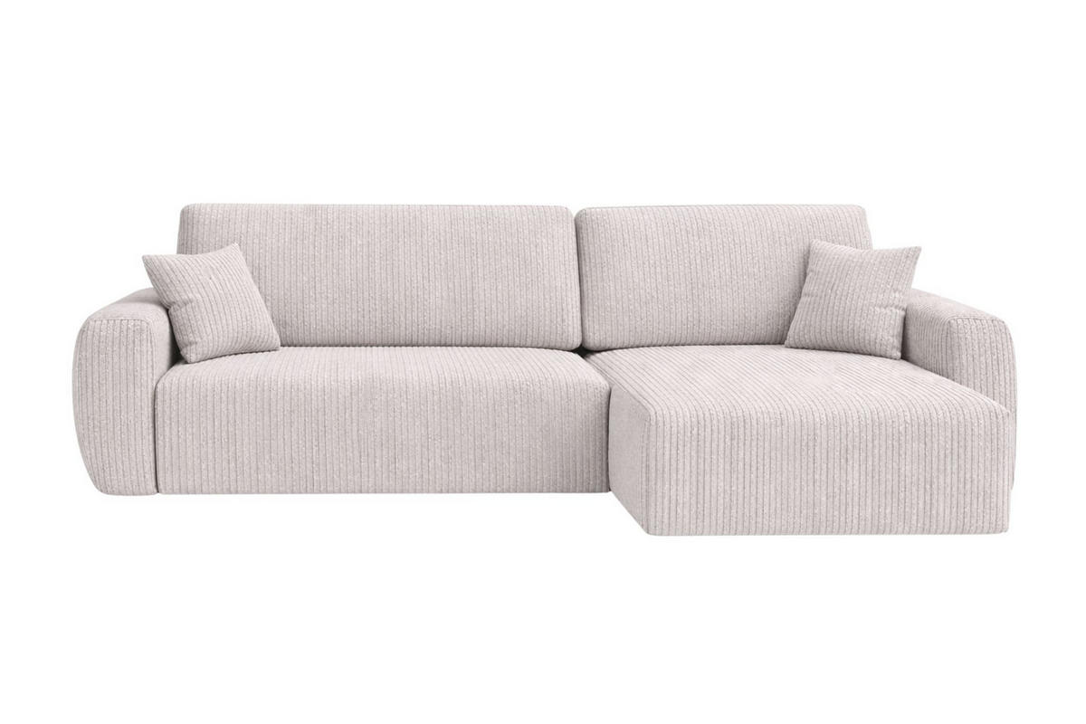 ECKSOFA Mit Schlaffunktion Ariel L, Cordstoff, Stoff Poso, Beige, Rechts - Beige, Holz (250/142cm) - Kaiser Möbel