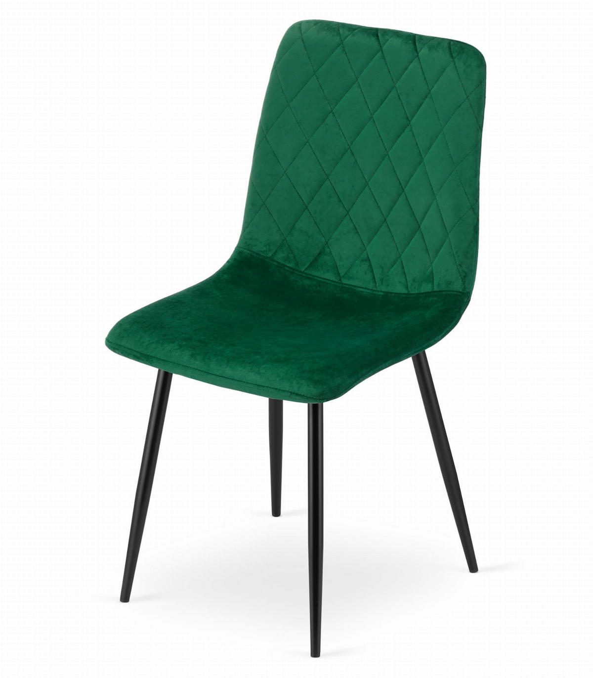 STUHL SCANNO 4-er Set, Grün, mit Samtstoff gepolstert - Grün, Textil/Metall (45/89/53cm) - Komodee