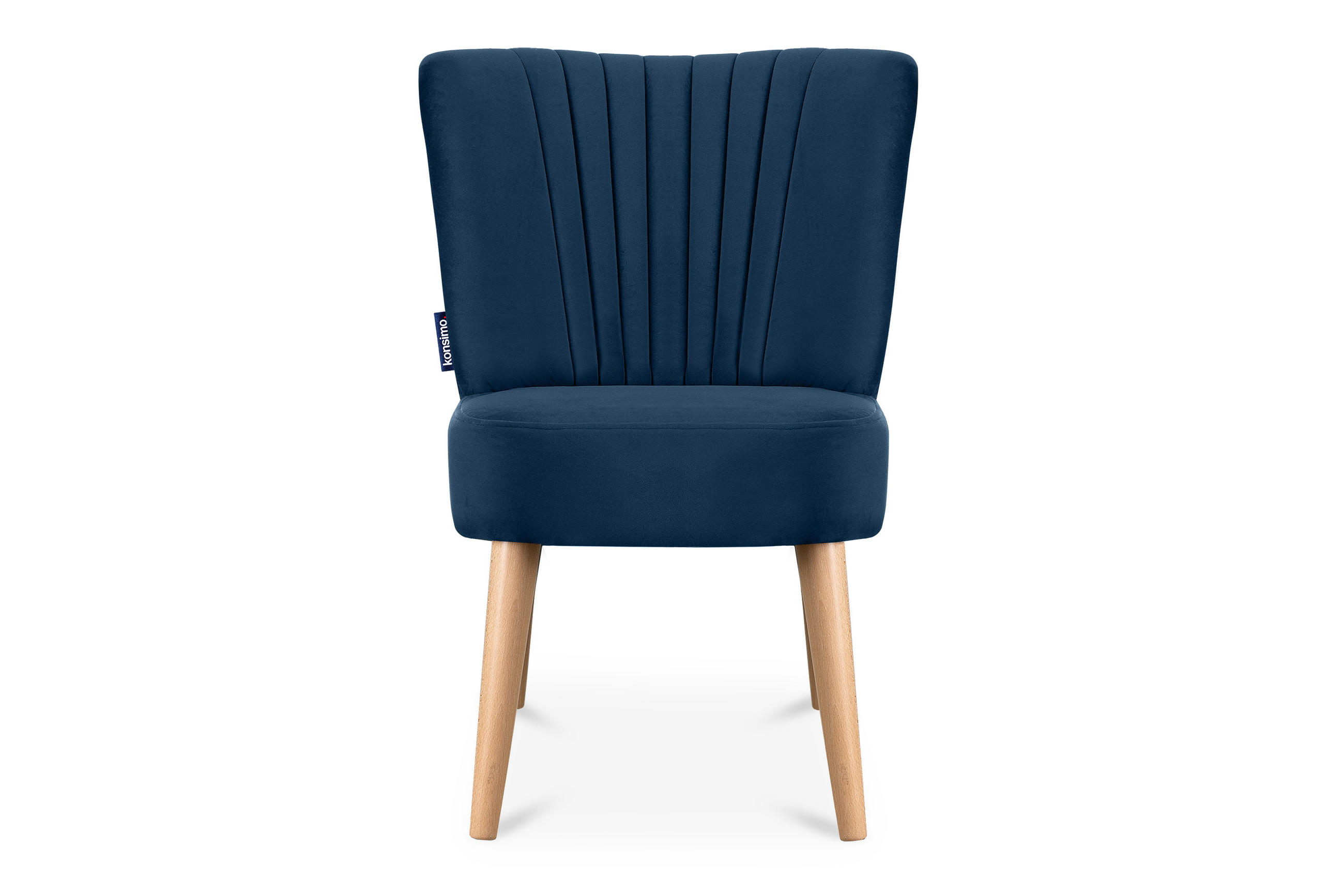 COCKTAILSESSEL DUCO auf hohen Beinen, Marineblau/Buche - Buchefarben/Dunkelblau, Holz/Textil (63/89/65cm) - KONSIMO®