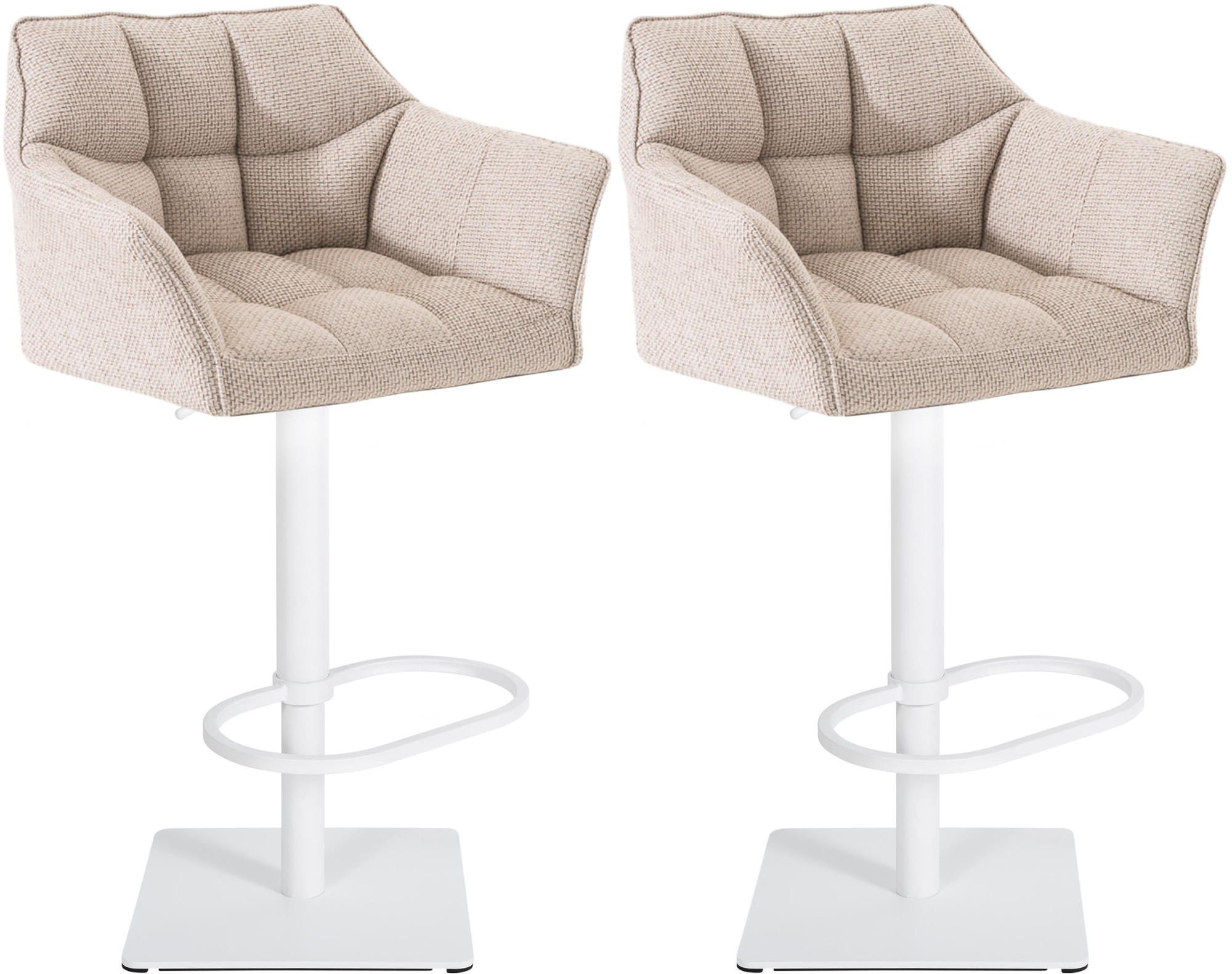 BARHOCKER 2er Set Stoff Elfenbein - Creme/Weiß, Textil/Metall (64/88/45cm) - CLP