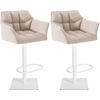 BARHOCKER 2er Set Stoff Elfenbein - Creme/Weiß, Textil/Metall (64/88/45cm) - CLP