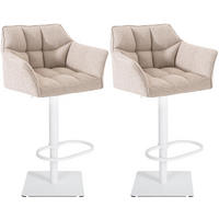 BARHOCKER 2er Set Stoff Elfenbein - Creme/Weiß, Textil/Metall (64/88/45cm) - CLP