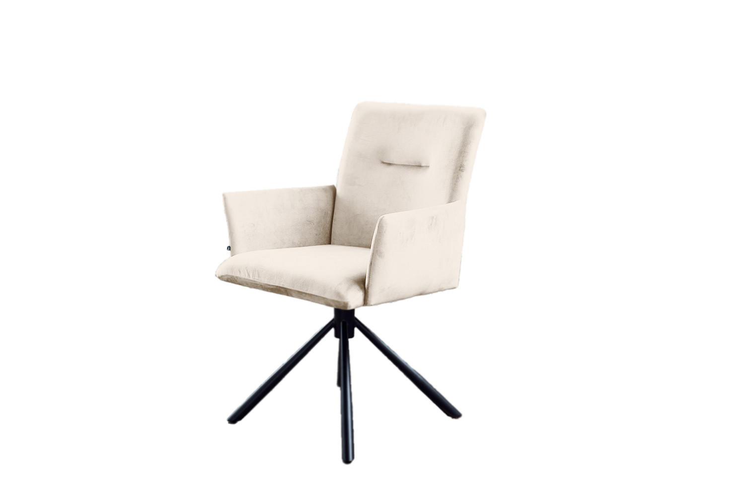 ESSZIMMERSTUHL KYRA Cremeweiß Velvet - Creme/Schwarz, Kunststoff/Textil (64/88/61cm) - KAWOLA