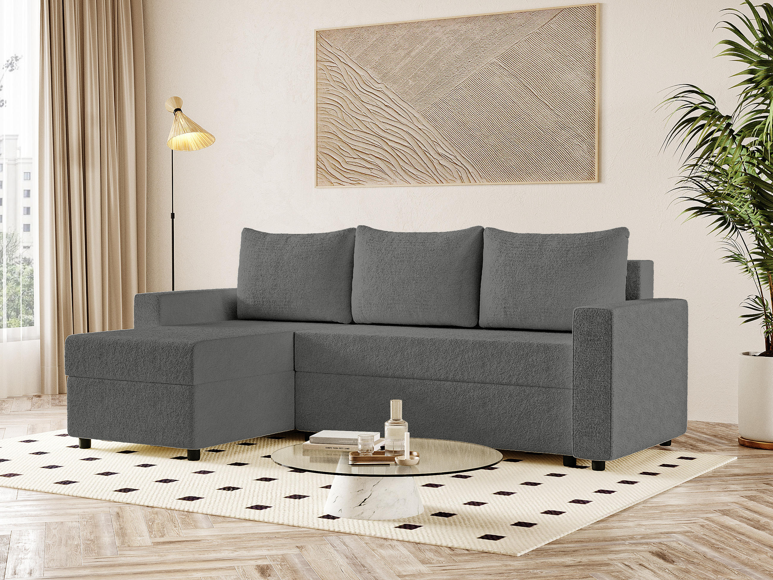 Thumbnail - Fedve Ecksofa, Graphit, Textil, L-Form,L-Form, 230x146 cm, Wohnzimmer, Sofas & Couches, Wohnlandschaften, Ecksofas