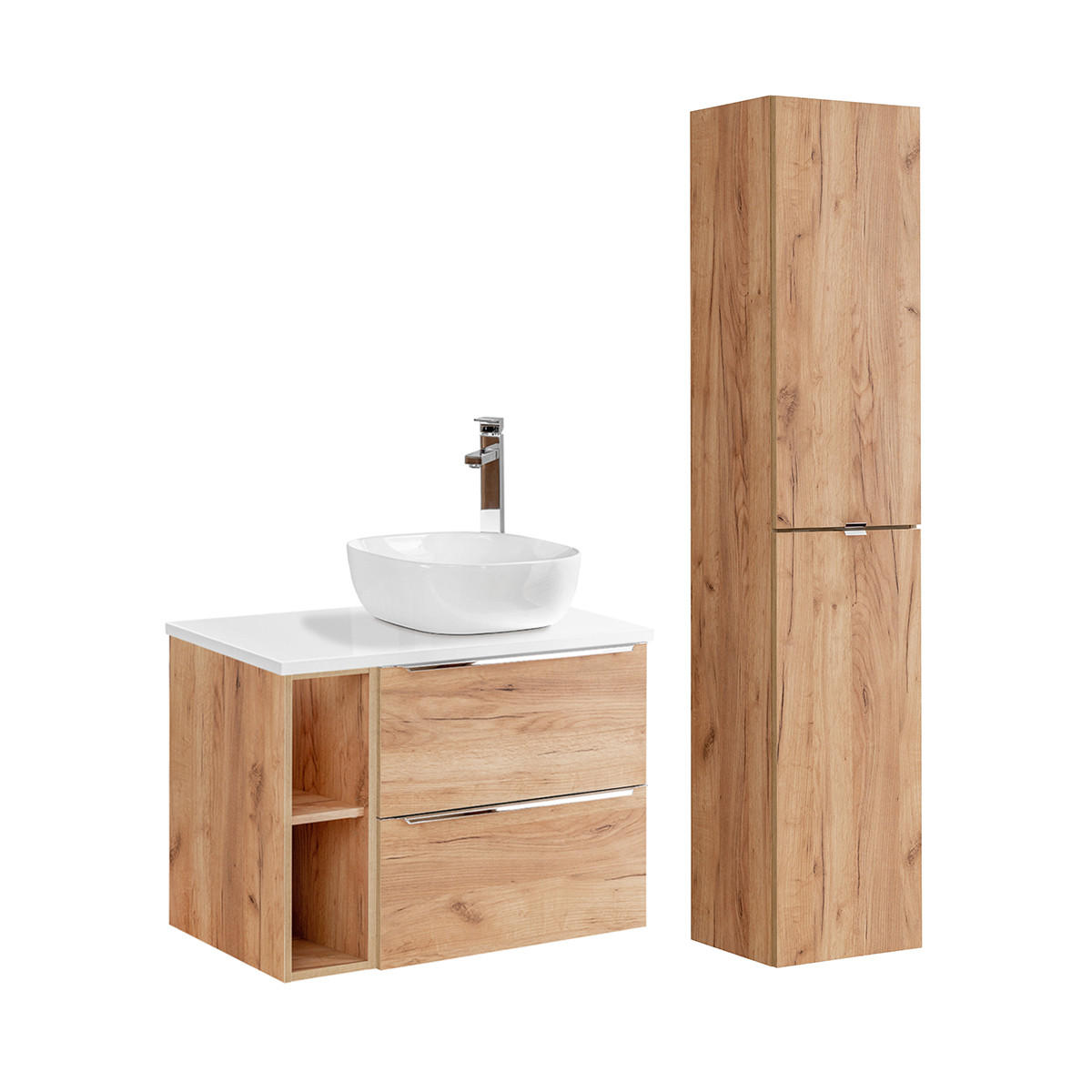 BADMÖBEL 80.4cm April 2er-Set Holz - Braun, Holzwerkstoff (80.4/59/46cm) - Petits-meubles