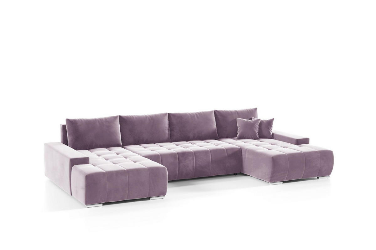 WOHNLANDSCHAFT Vogar In Monolith - Violett, Holzwerkstoff/Textil (350/85/185cm) - Fun Möbel