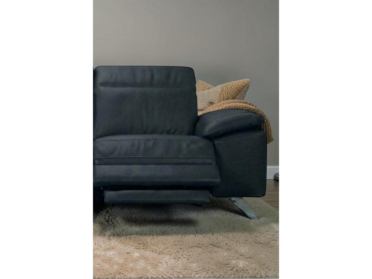 3-SITZER Sofa Genius Echtleder mit 1 x Relaxfunktion Schwarz - Schwarz, Leder/Metall (220/80/104cm)