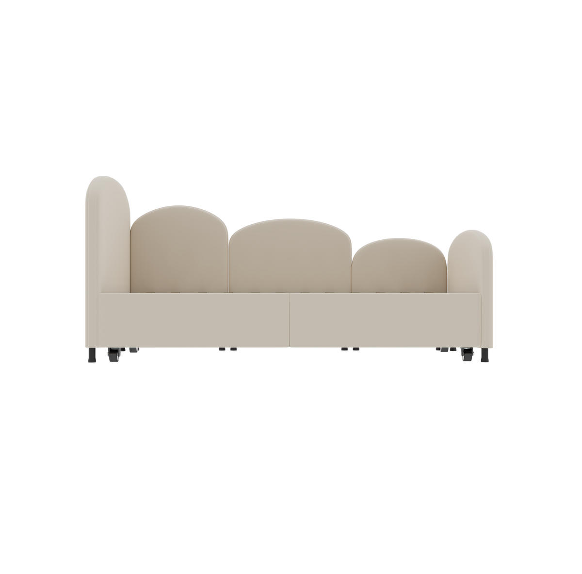 KINDERBETT 90/200 cm mit Schublade und Blumenform, Samtbezug, Beige - Beige, Textil (90/200cm) - Redom