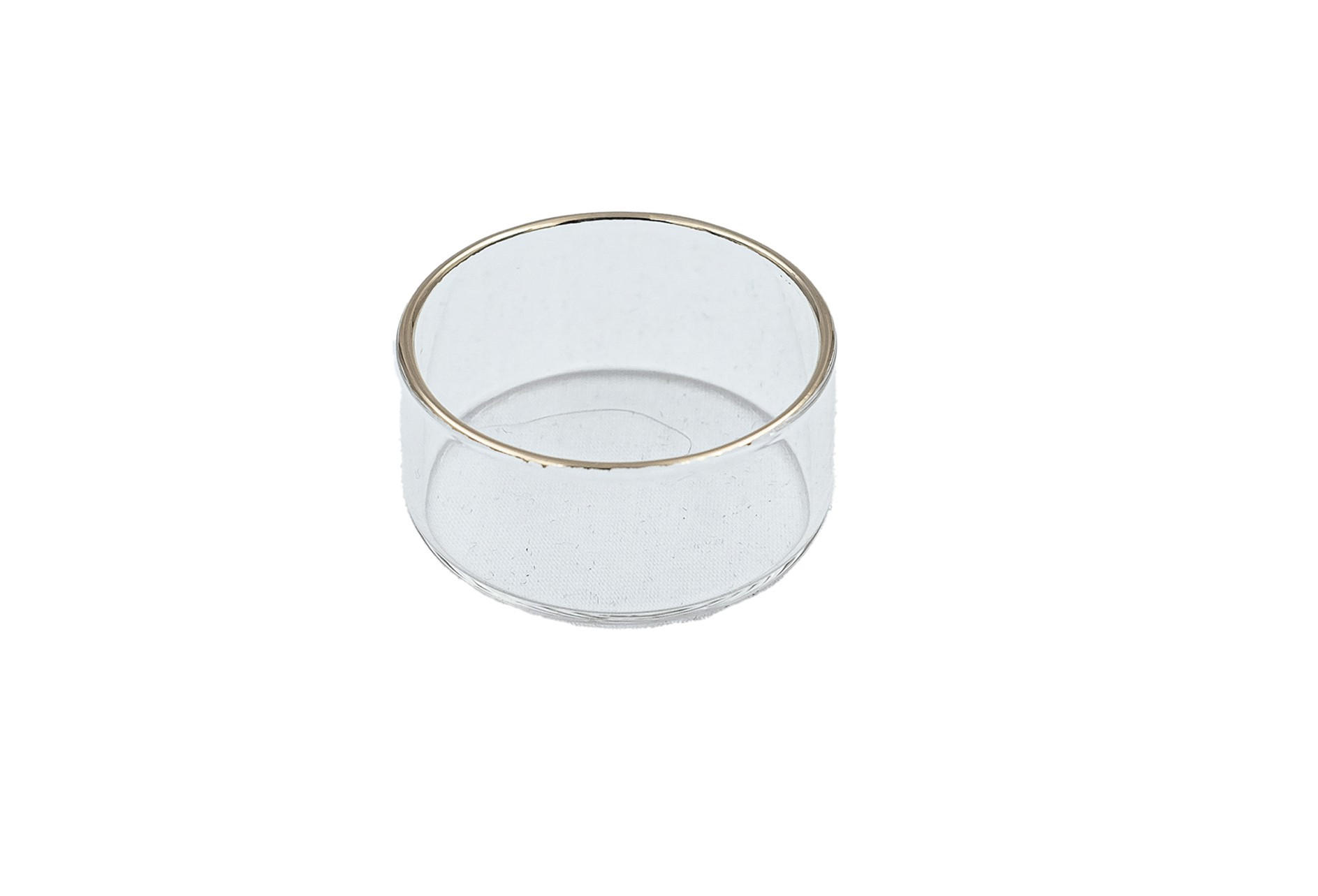 TEELICHTHALTER aus feuerfestem Klarglas mit Goldrand Ø 44 x 19 mm, Innen Ø 40 mm - Transparent, Paraffin (4.4/1.9/4.4cm) - Holfeuer Crystal Design