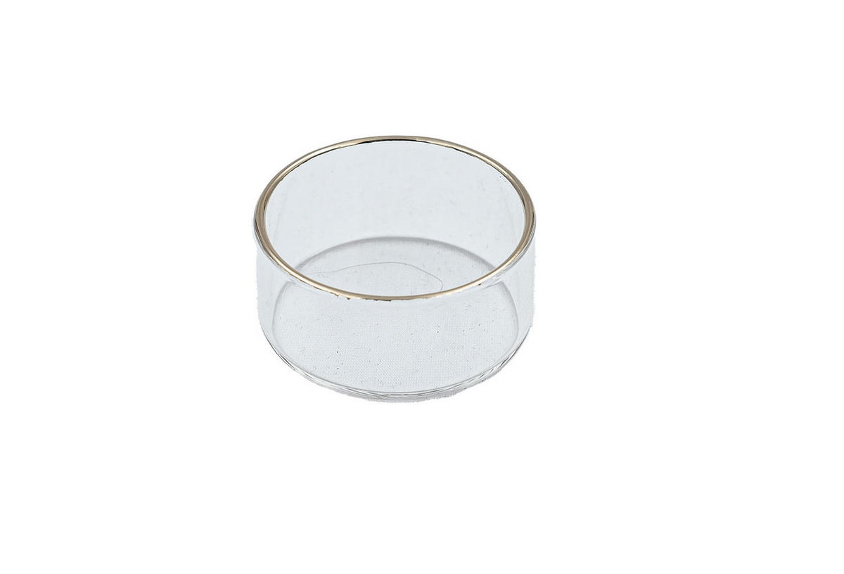 TEELICHTHALTER aus feuerfestem Klarglas mit Goldrand Ø 44 x 19 mm, Innen Ø 40 mm - Transparent, Paraffin (4.4/1.9/4.4cm) - Holfeuer Crystal Design