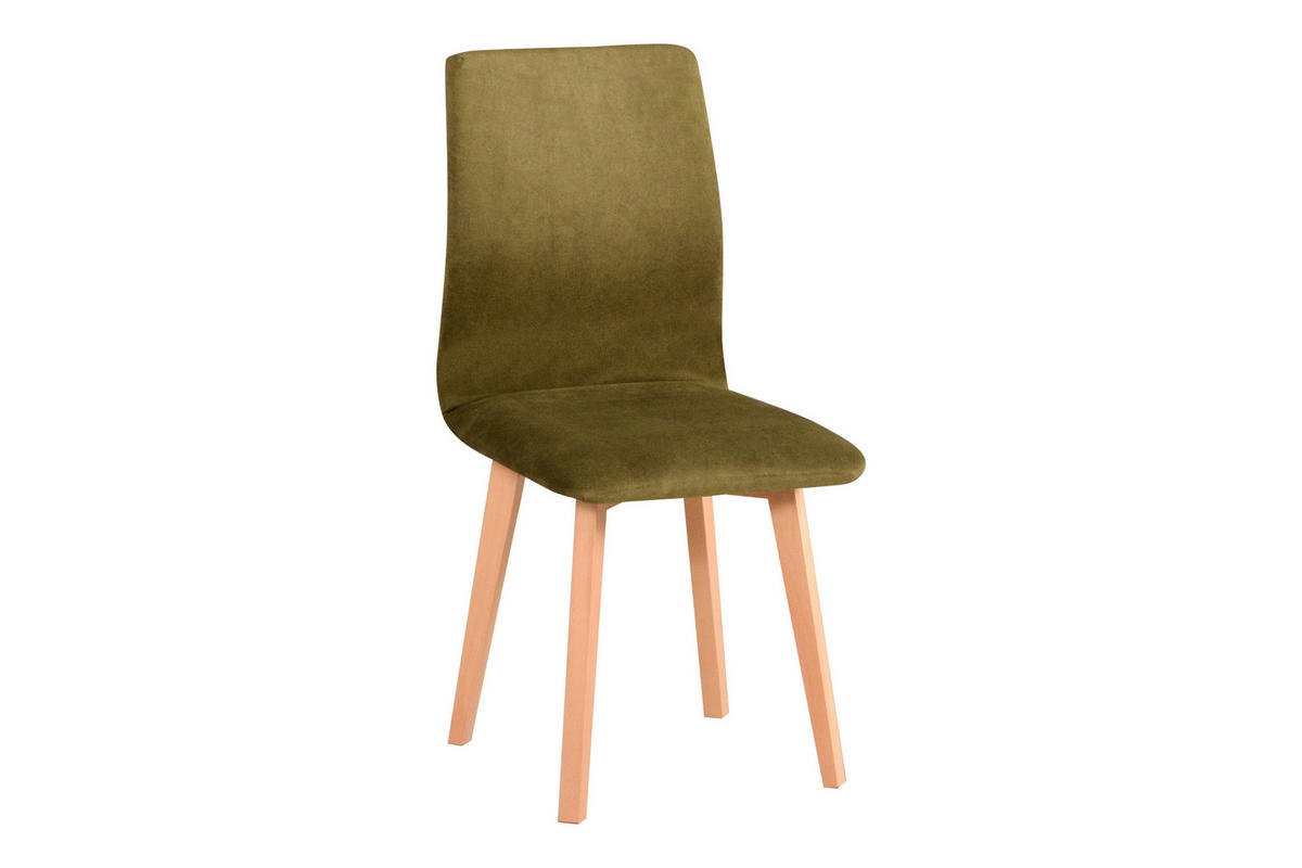 STUHL 2er Set LUNA 2, natür buche,zetta 297 - Beige/Grün, Holz (43/90/40cm) - Leaf Design