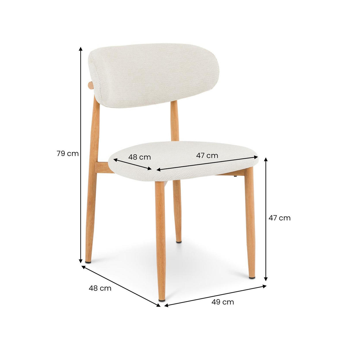 ESSZIMMERSTUHL ARIEL 2er-Set cremeweiß - Creme, Textil (49/79/48cm) - IDIMEX